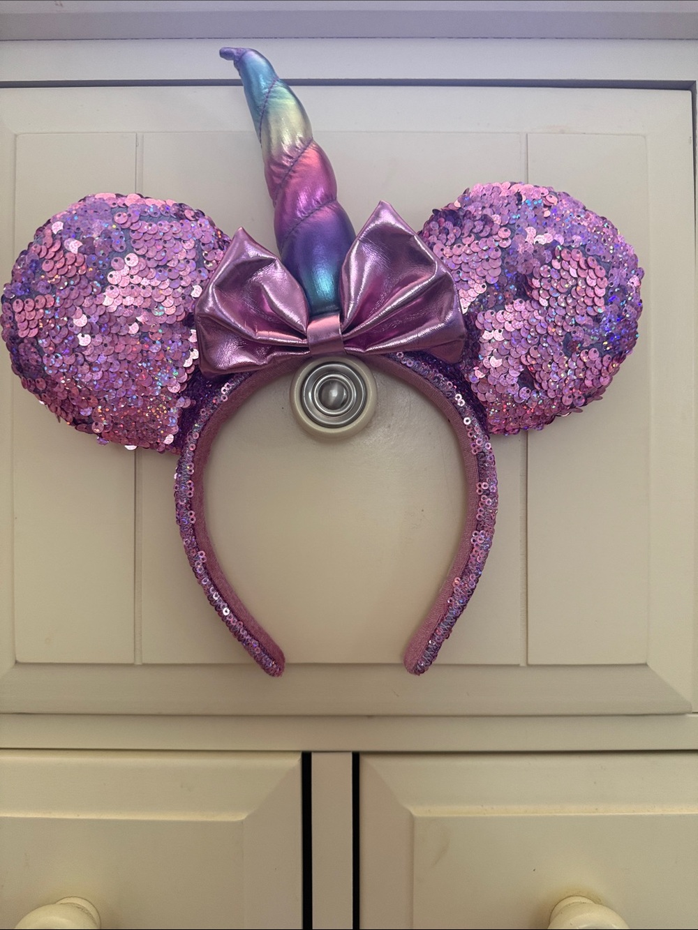 Disney Pink Purple Iridescent Sequin Unicorn Minnie Headband